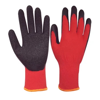 GR4001 Nylon Polyester liner rubber Latex coated crinkled palm Industrial non-slip safety hand gloves