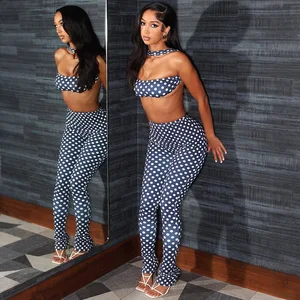 GX25566 Wholesale 2025 Elegant Women Boutique Casual Street Wear Halter Sleeveless Tank Top and Jogger Pant 2 Piece Set