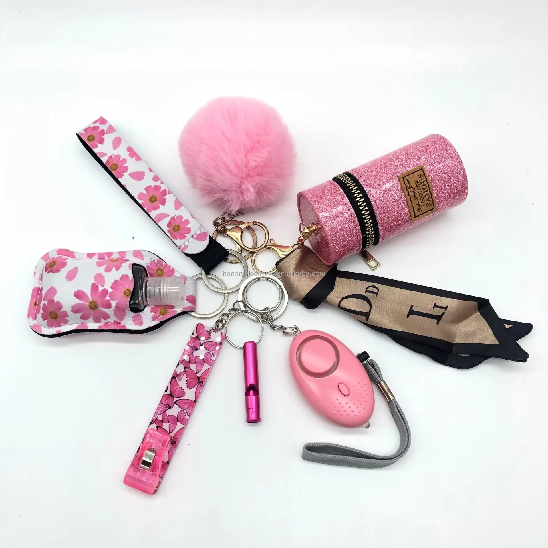 Women Safety Keychain Set Wholesale Plastic Spray Shell Bottle Gadgets