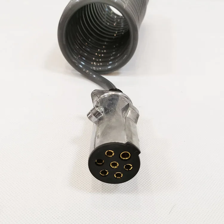 7ピンコネクタ付き格納式スパイラル電気コードトラックトレーラーABS