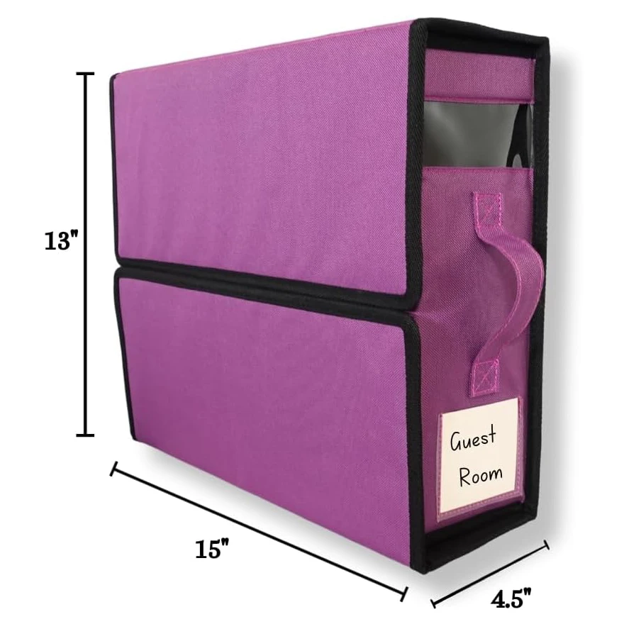 Purple Foldable Linen Under Bed Storage Bins Zipper Foldable Storage