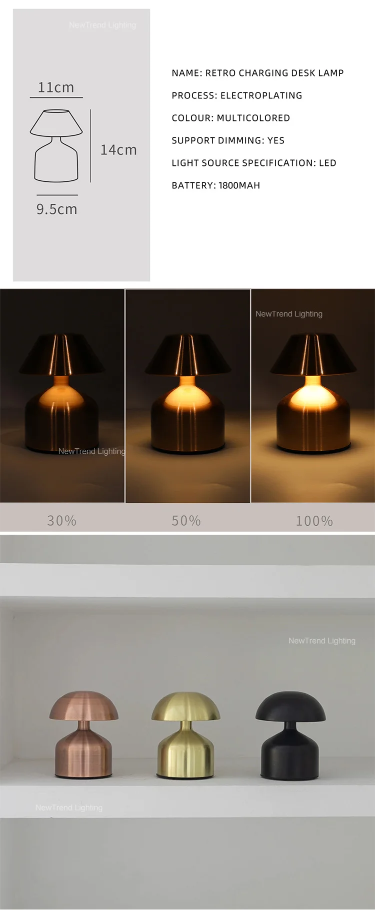 dxzp09 retro style indoor decoration night light home bar party modern acrylic dimming led rechargeable table lamp-2