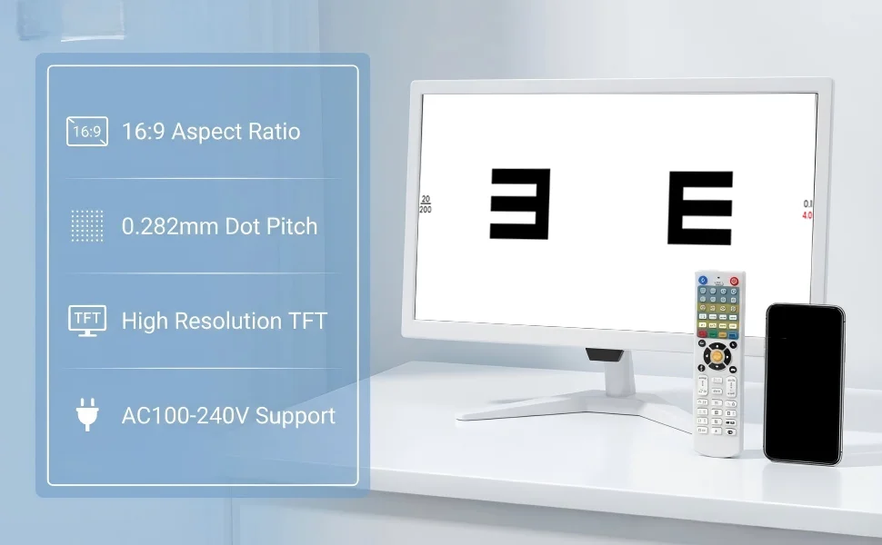 VC-4 19-Inch Optometry LCD Monitor - High-Definition Visual Acuity Chart Screen for Clinical Eye Testing