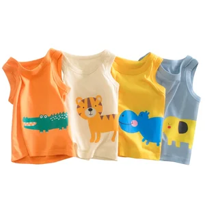 2021 New Summer Cartoon Kids Boys Print Crewneck Sleeveless Tank Top for Children Vest