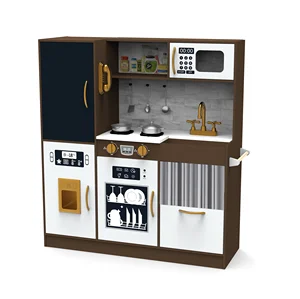 Unisex 4-Year-Old Wooden Kitchen Toys Set Talented Chef Theme Preschool Market Stall Stove Appliance Storage Daycare Kids' MDF