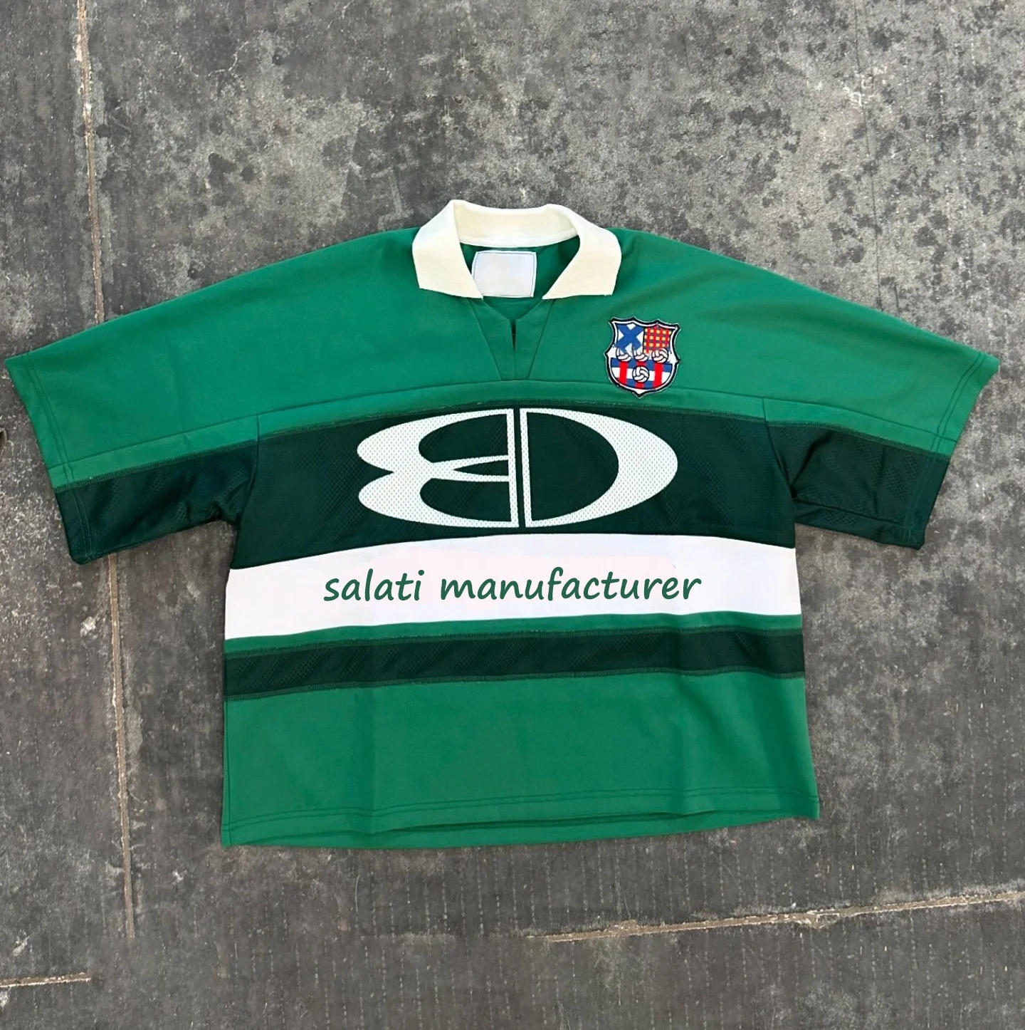 Salati Custom Men's T-shirts Streetwear Boxy Fit Oversized Cotton Retro Mesh Knit Cropped Jersey Shirts Football Soccer Jersey
