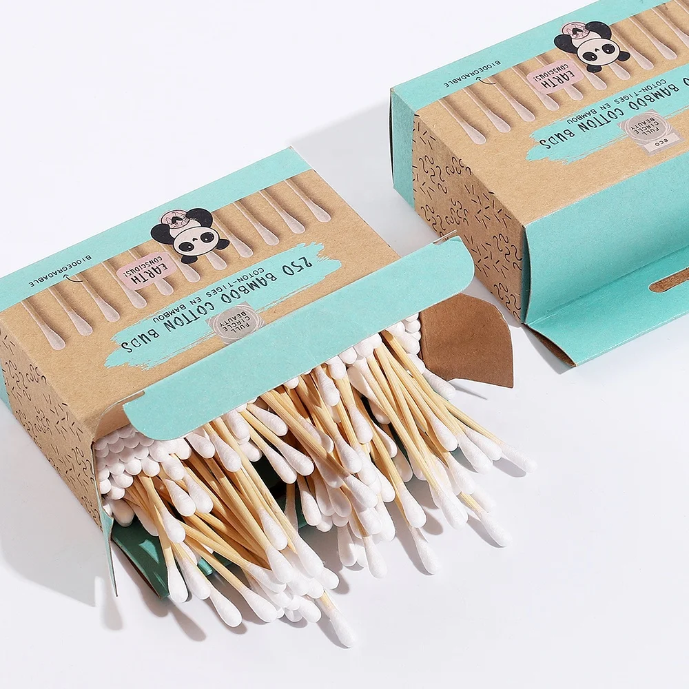 Ватный тампон с двойными насадками q Zero waste одноразовые медицинские устройства экологически чистые бамбуковые палочки