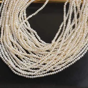 Strand String Beads 2-2.5mm White Real Freshwater Pearl Round Fresh Water Pearl Cultured Natural Wholesale Loose Material