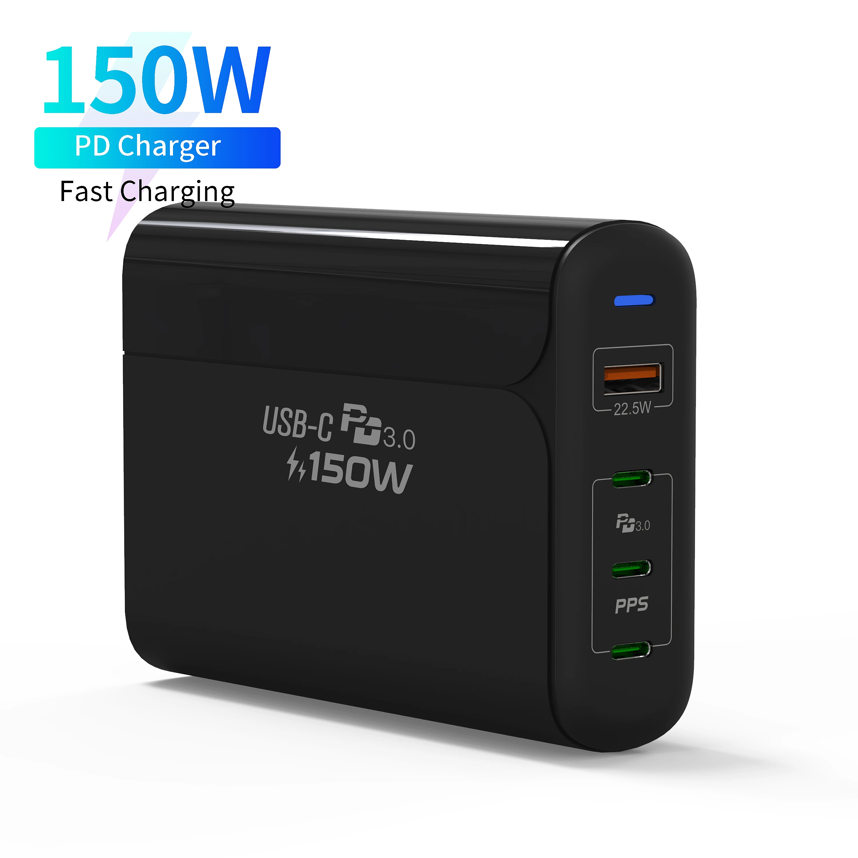 2021 Newest Universal 4 Ports GaN 3C1A 150W 65W PD QC Multi Port USB Smart Charger Type C PPS PD Charger US Plug Gallium Nitride