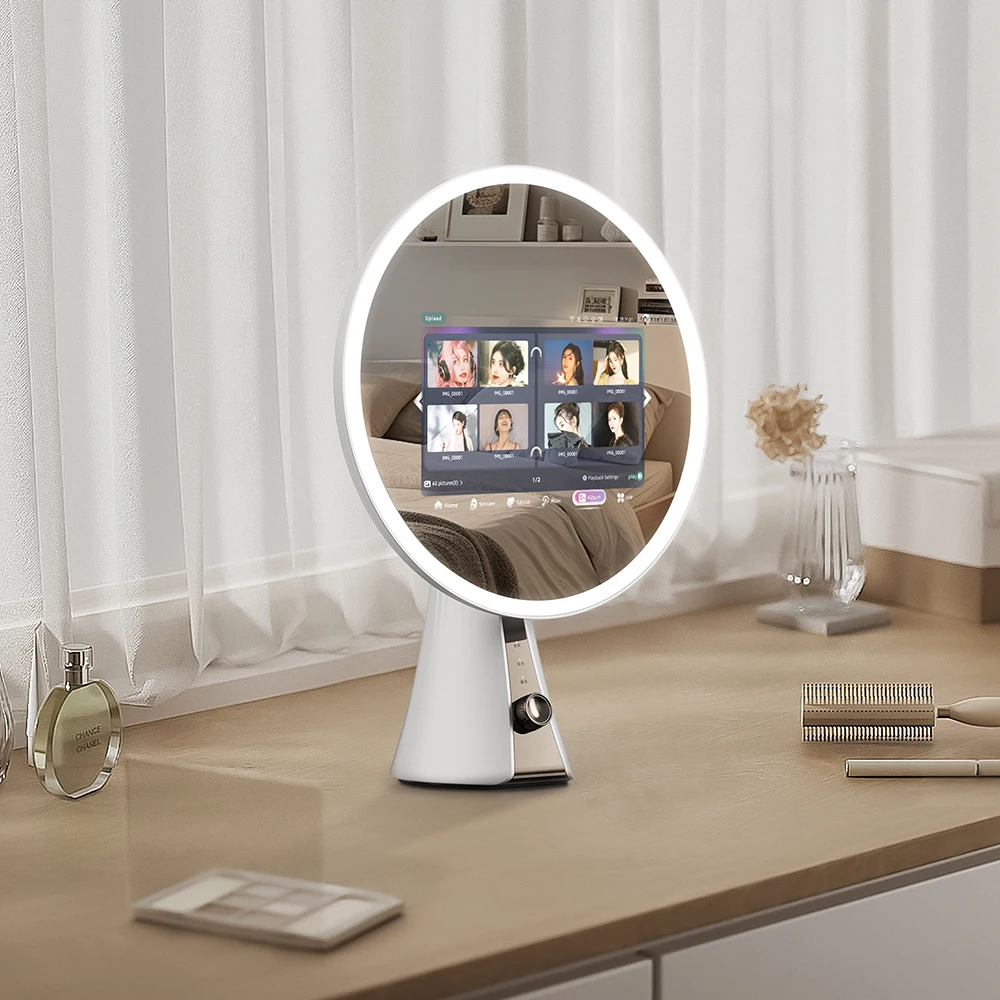 Hot Selling Adjustable LED Light Desktop Smart Beauty Mirror Bluetooth Speaker WiFi Connection Applying Makeup Great Gift Idea