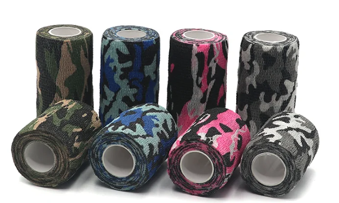 Прямая продажа с завода, камуфляжная самоклеящаяся лента медицинского класса, когезионная эластичная повязка ветеринарного стандарта