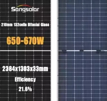 Panel Solar De Silicio Monocristalino Bifacial Topcon 650w 660w 670w N ...