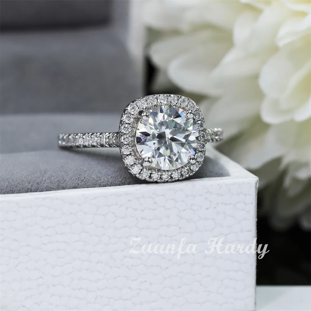 S925 Sterling Silver Moissanite Ring Perfect Engagement