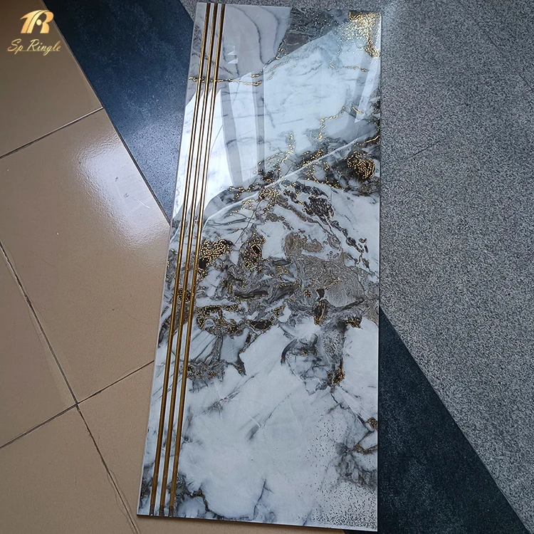 Springletile Luxury Black And Gold Marble Glazed Porcelain Ceramic
