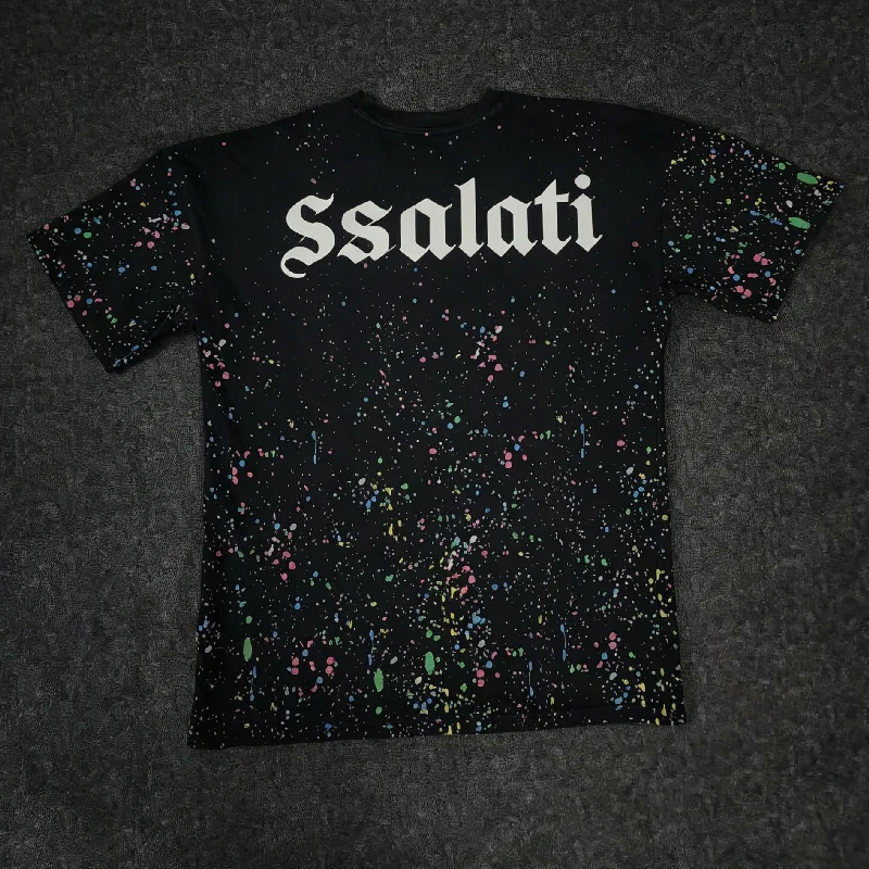 Wholesale Custom Streetwear T Shirt Vintage Screen Print Boxy Fit Rhinestone Cotton Short Sleeve Daily Casual Male Apparel gallery 2