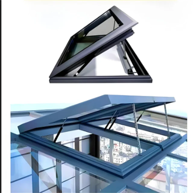 Custom Hollow Tempered Glass Transparent Aluminum Alloy Electric Skylight Electric Roof Window Skylight