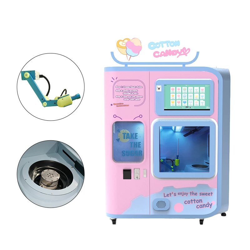 Intelligent Fully Automatic Commercial Cotton Candy Vending Machine For Sale
