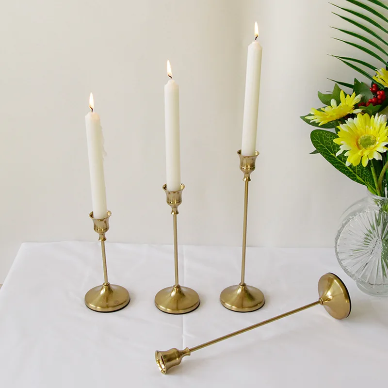 Nordic Brass Gold Candlestick Holder Matte Black Taper Candle Holder