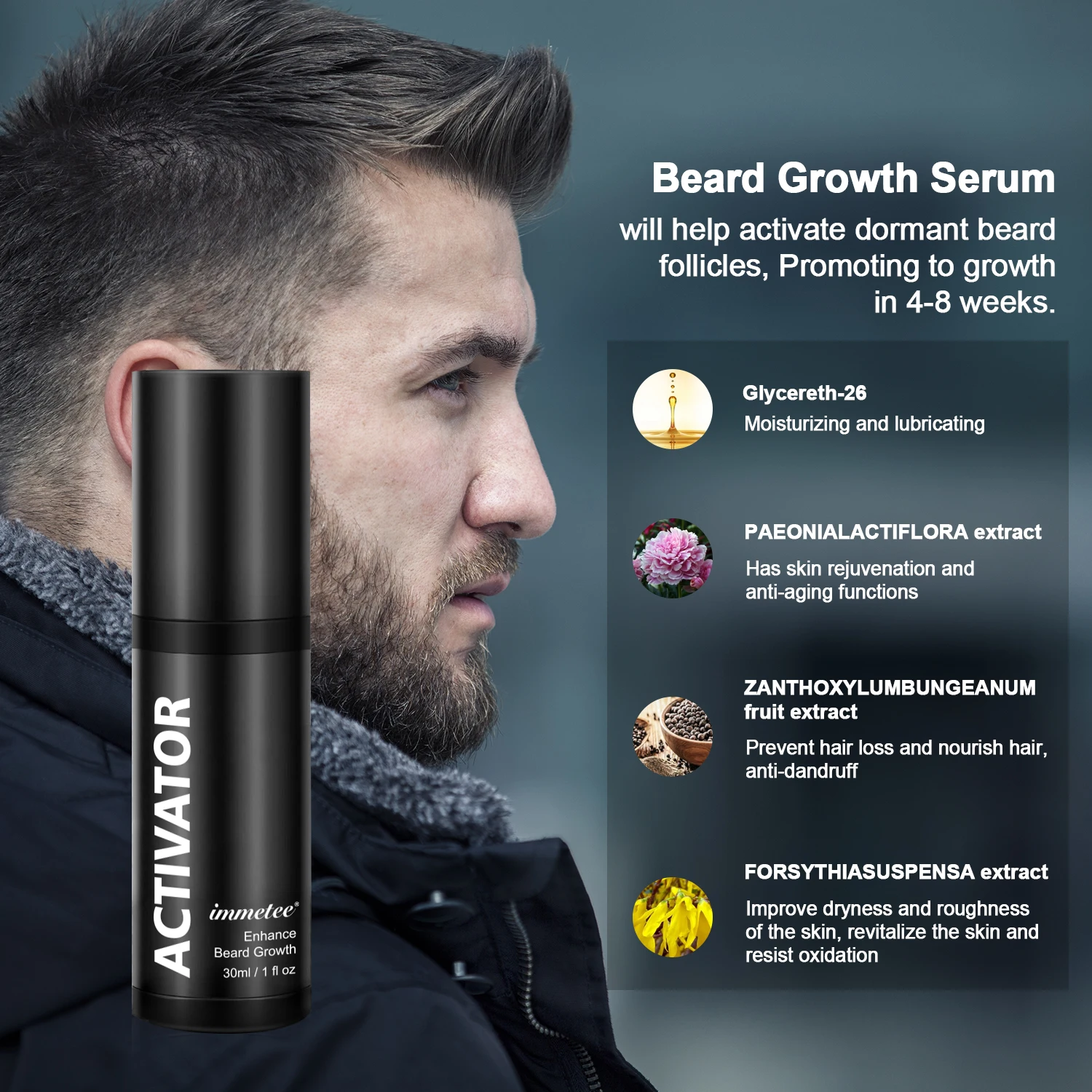 100 Organic Oem Beard Growth Kit Roller Moisturizing Beard Balm Growth Oil Beard Grooming Kit