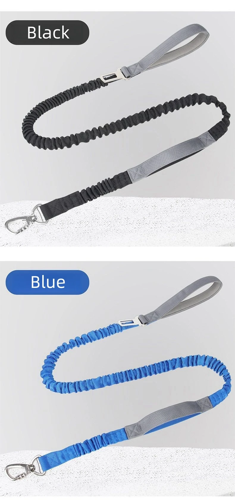 Multifunctional Nylon Bungee Dog Leash with Comfort Sponge Handle, Carabiner Clip and No-Pull Ergonomic Grip for for Walking