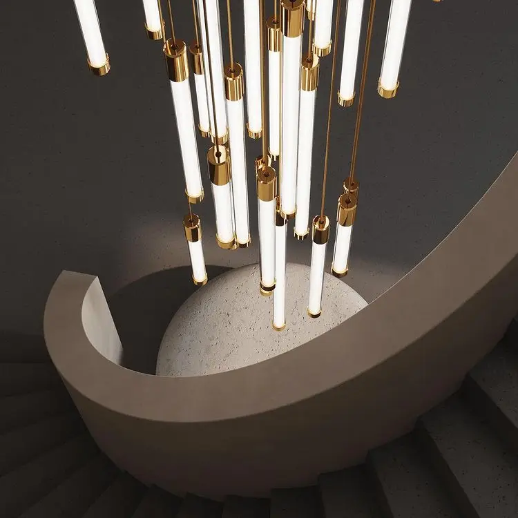 Villa Stairs Led Lighting Long Hanging Lamp Decoration Chandelier ...