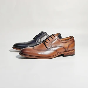 Factory Wholesale Men's Leather Shoes Designer OEM Formal Rubber Sole Oxfords Trendy Formal Shoes Lace-up Dress Shoes Men