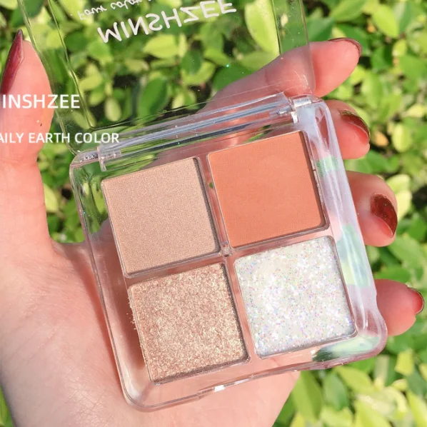 Лидер продаж, стойкие водостойкие тени для век, блестящие матовые тени для век с высоким пигментом, 4 цвета, косметика, палитра теней для век