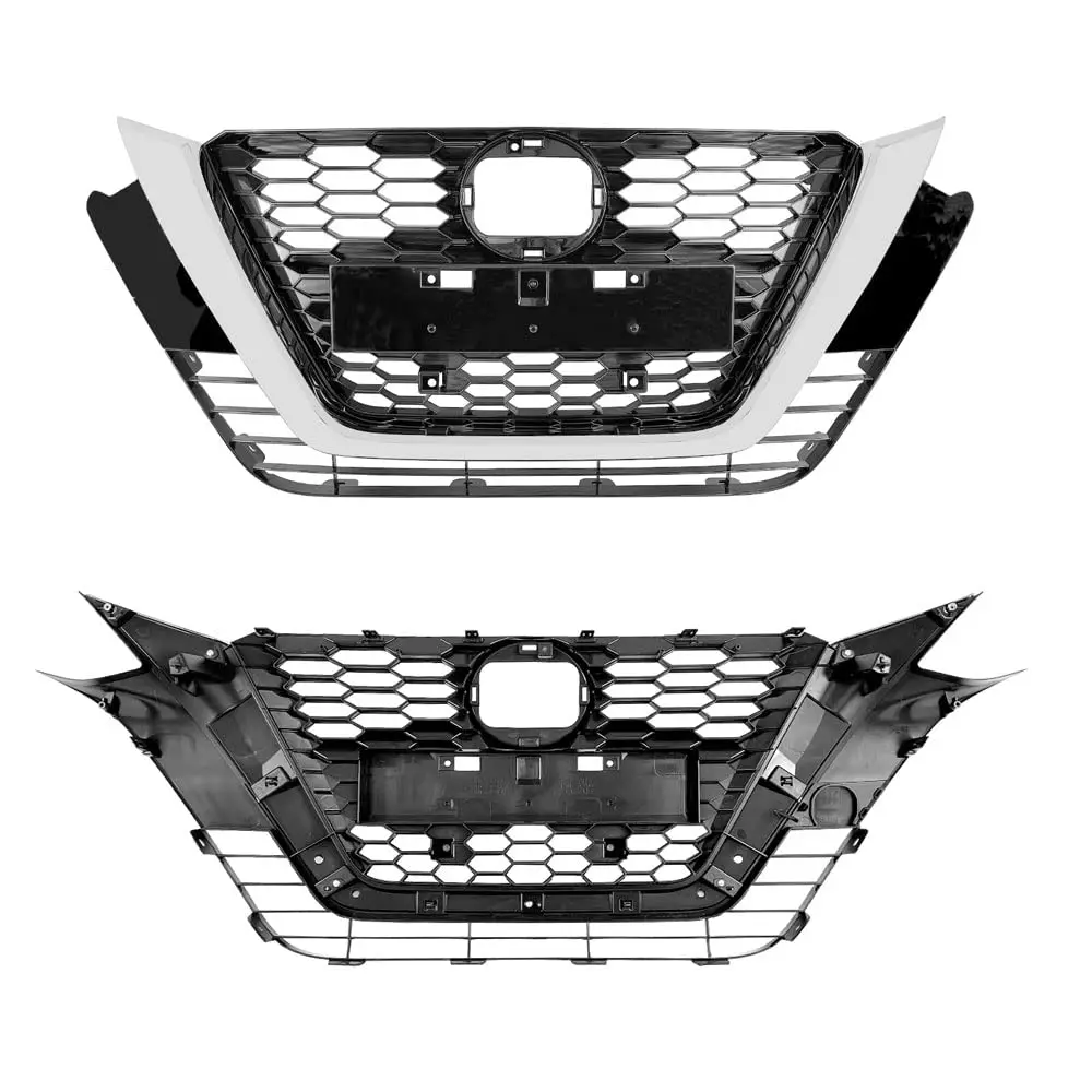 OE Style Front Bumper Upper Hood Grille Grill Black/Chrome Trim Compatible For Nissan Altima Front Grill 2019 2020 2021