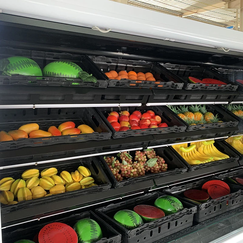 Supermarket Freezer Multideck Refrigerated Open Fridge Fruits Vegetable Display Cooler Showcase Cabinet