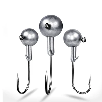 Cheery Wholesale Natural Color Jig Head Hooks 1g-20g Soft Lure Round Ball Clamps Carp Fishing Hooks – Soft Lure – view 4