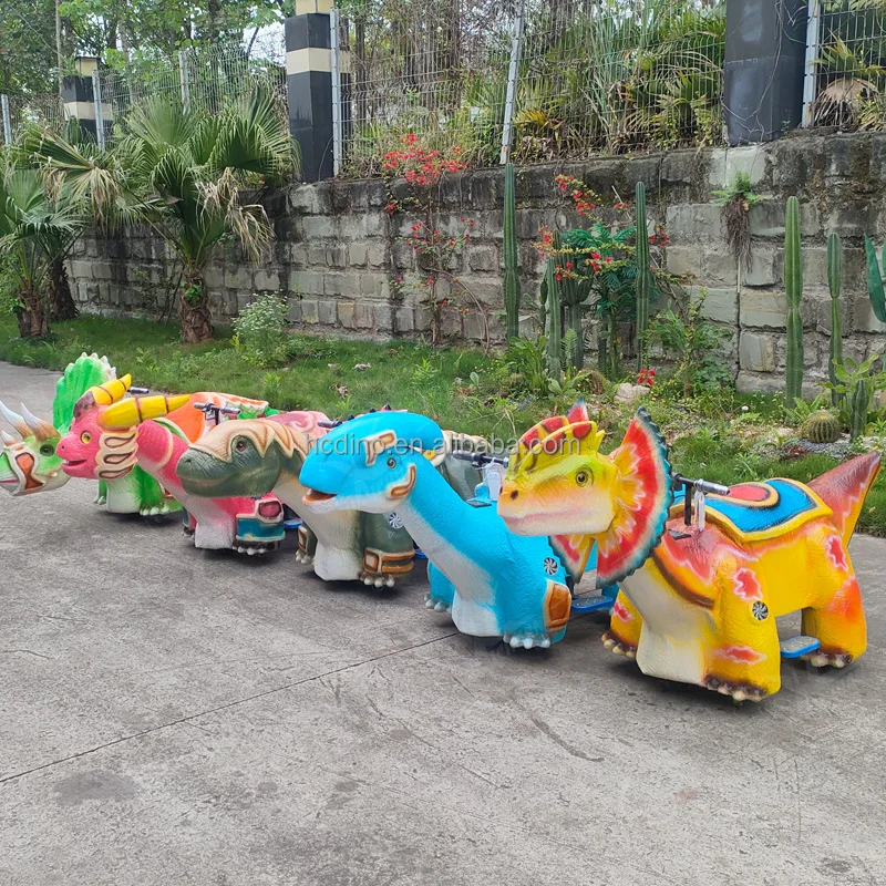 Shopping Mall Small Walking Animals Dinosaurs to Ride on Toy Car for Amusement Park 3D Dino Cart