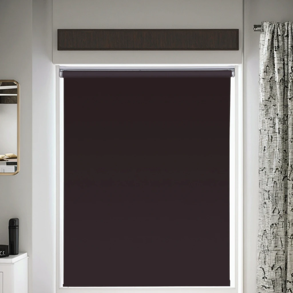 Manufacturer's Heavy-Duty Roller Blinds Blackout Window Shade for Indoor Use Plain Fabric Horizontal Built-in for Hotels