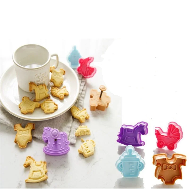 Baby  Theme Cookie Cutter Set of Baby Bottles Baby Clothes Strollers Trojans Biscuit Pastry Mould Fondant Mold Cake Decorating