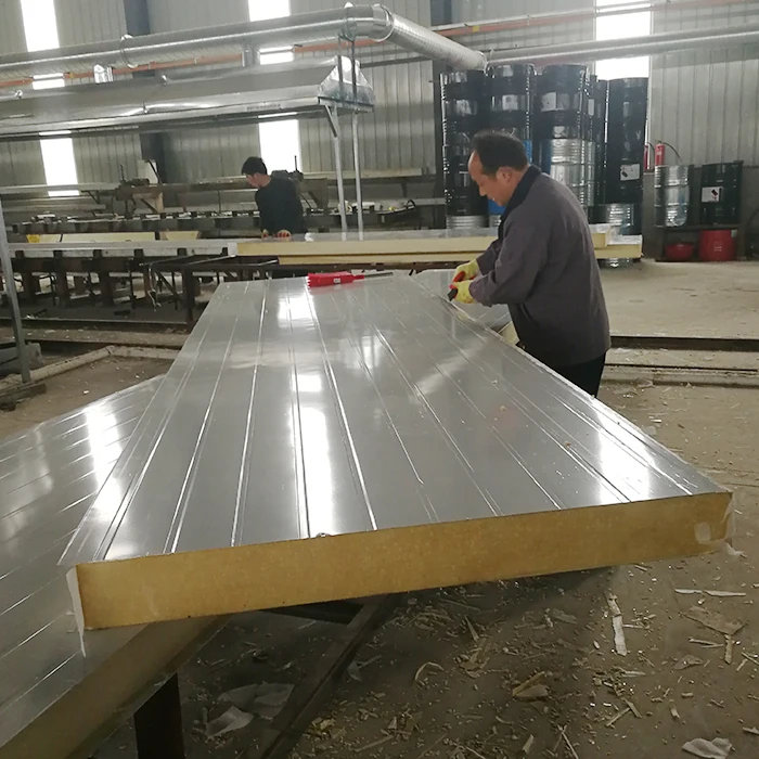 Fire Proof Sound Proof Rock Wool Sandwich Wall and Roof Panel