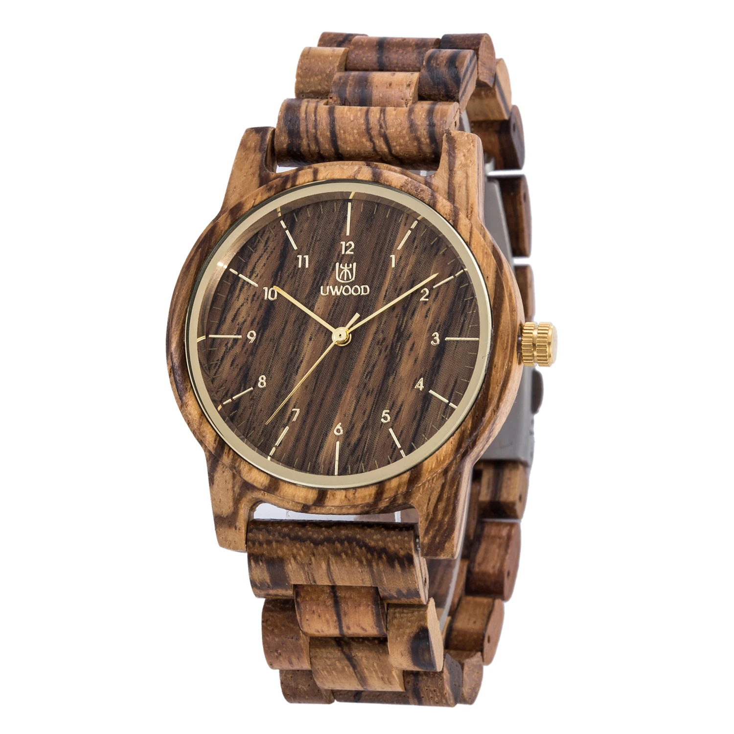 Unisex Tan Uwood Series 40 mm Natural Handmade Wood Adjustable Band Dress Watch Nature Wood Women Handmade Wooden Business Antique Fashion  main image 2