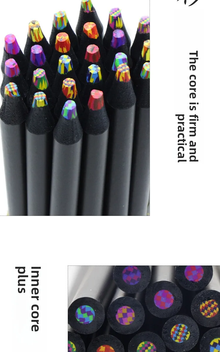 Lot de 12 crayons de couleur multicolores à mine unique_voghion.com