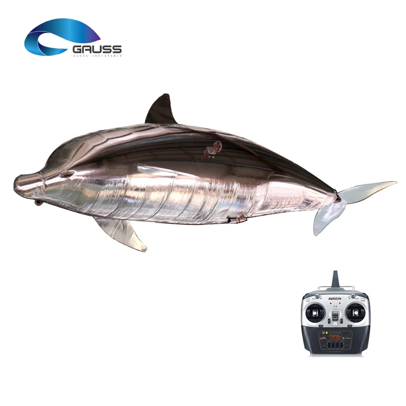 RC Metallic Foil Inflatable Dolphin Remote Control Flying Air Dolphin Balloon Flying Drone for Commercial Flight Performance