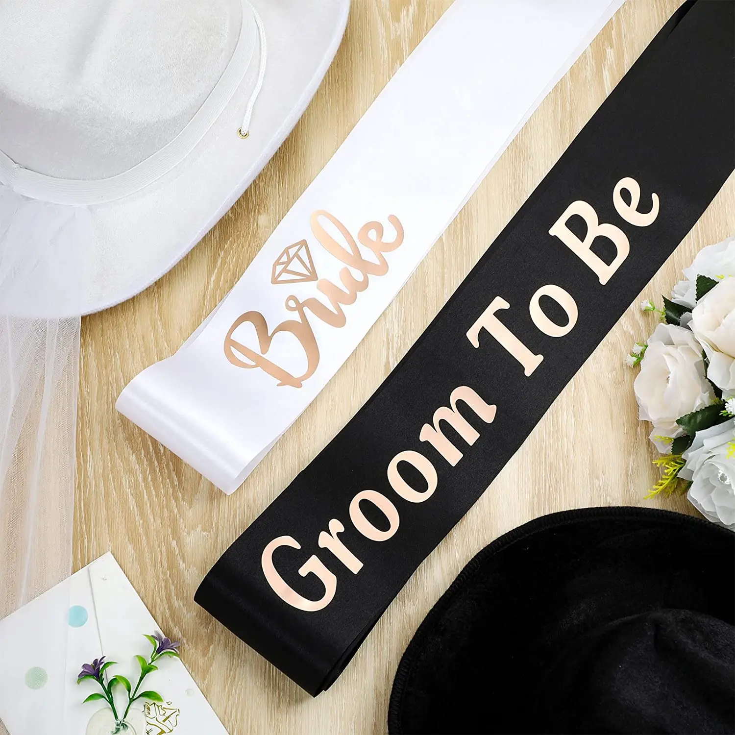 Bride To Be Cowboy Hat & Sash With Veil | Elegant Hen Party 