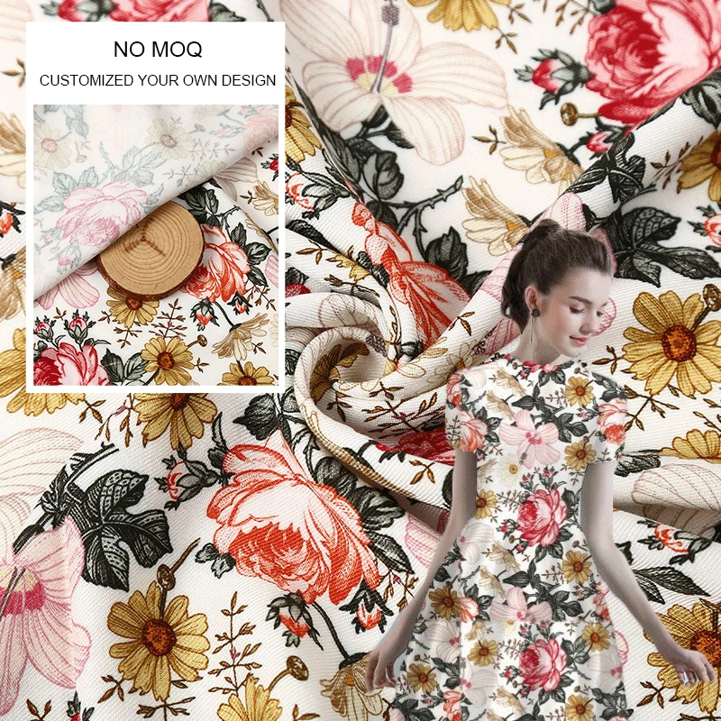 Высококачественная вискозная ткань с цифровым принтом на заказ, 100% вискоза, ткань с принтом для рубашек