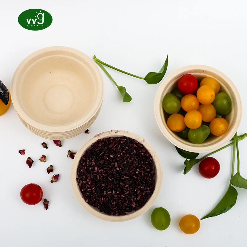 VVG Biodegradable Compostable Bamboo Paper 7oz Small Round Eco Friendly Disposable Ice Cream Serving Smoothie Bowls