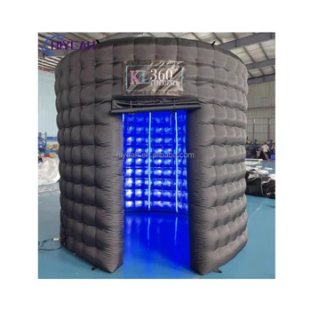Black 360 Photo Booth Enclosure Inflatable Photobooth With Led Light Commercial
