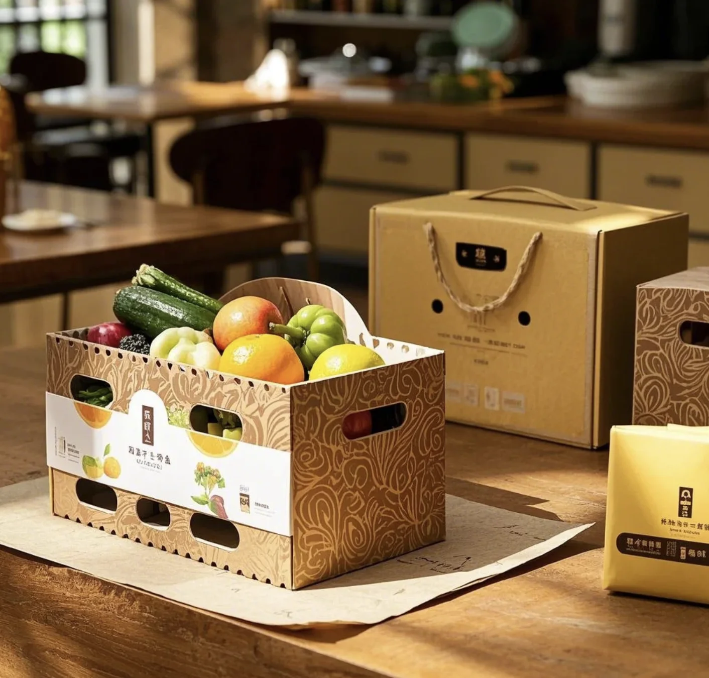 Custom High-End Corrugated Paper Transport Carton Boxes Factory-Durable Fruit Vegetable Food Packing Fresh Gift Box for Sushi