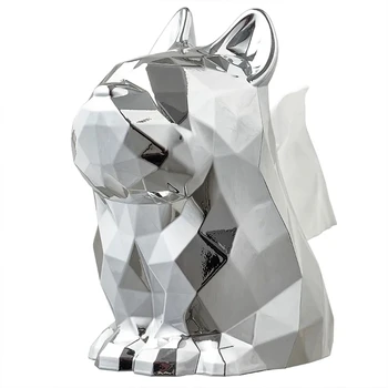 Creative Method Bucket Shape Tissue Box INS Personality Electroplating Dog Paper Box Desktop Living Room Entrance Decoration