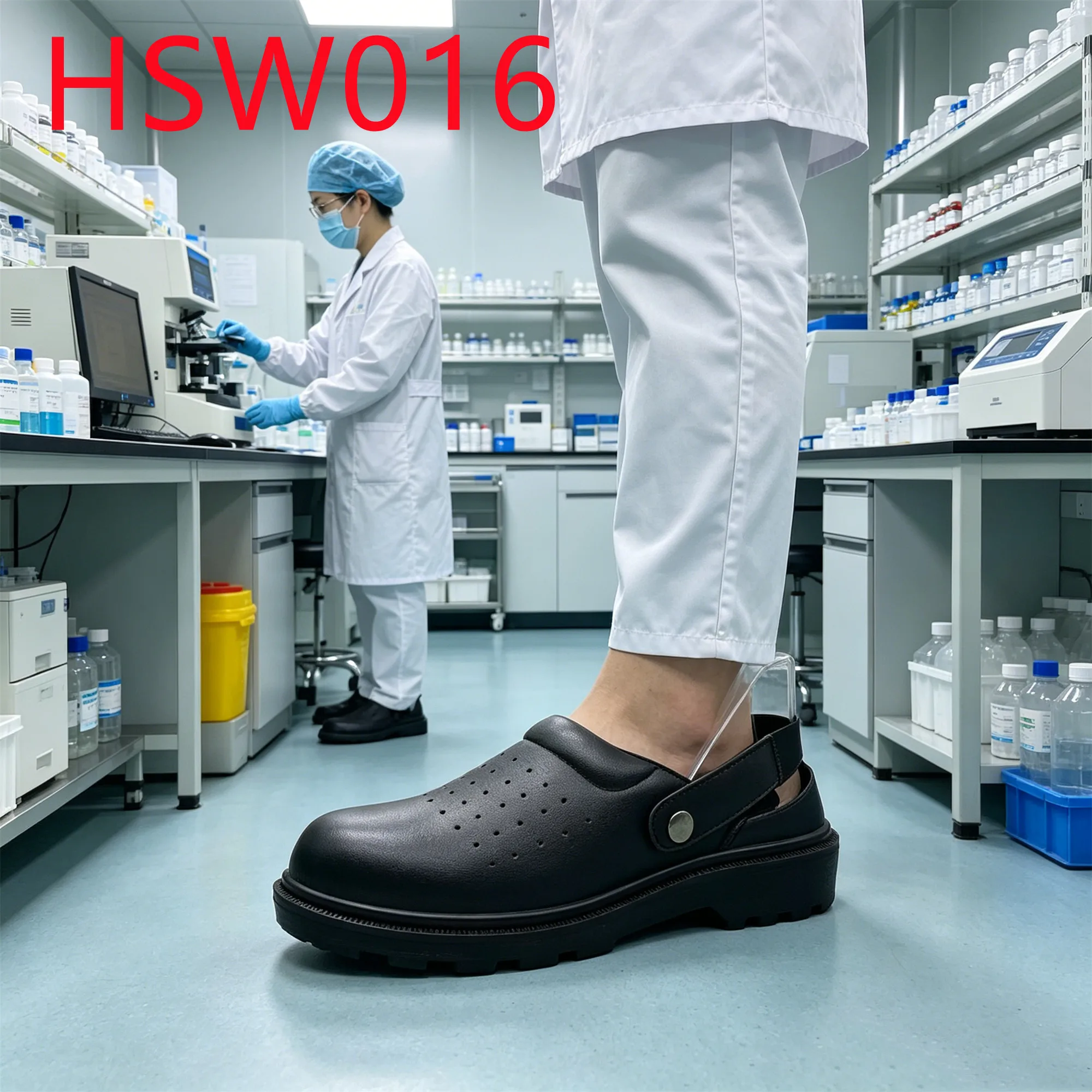 YYR,Drug Inspection Anti-germ ESD Black/white Safety Clogs Qatar Market Popular Hua Singh Work slippers with Steel Toe HSW016