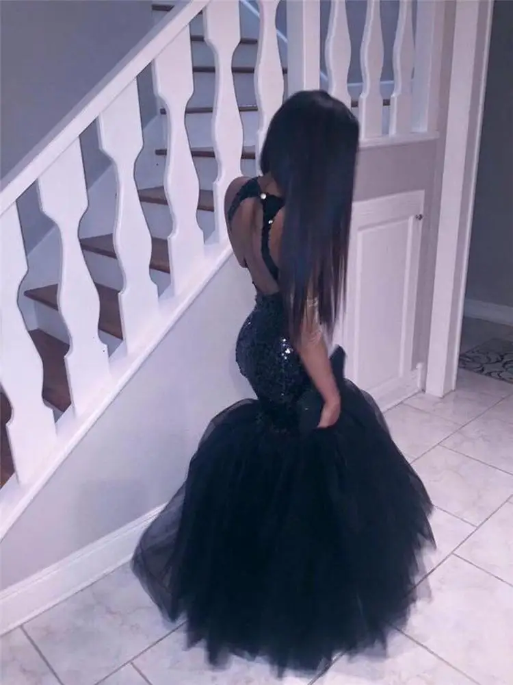 princess polly baby blue dress Black Beaded Plunging Red Custom-made Ruffled Tulle Trumpet Prom Dress