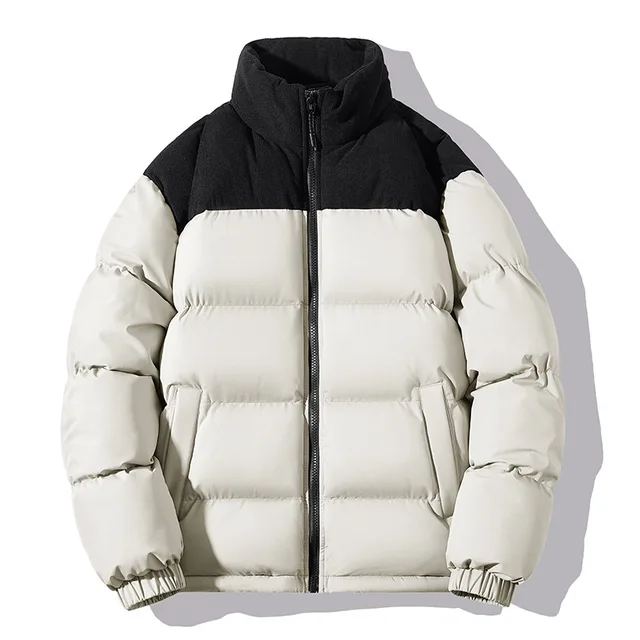 2024 burst couple cotton-padded back splicing autumn winter men windproof warm thick men's down jacket