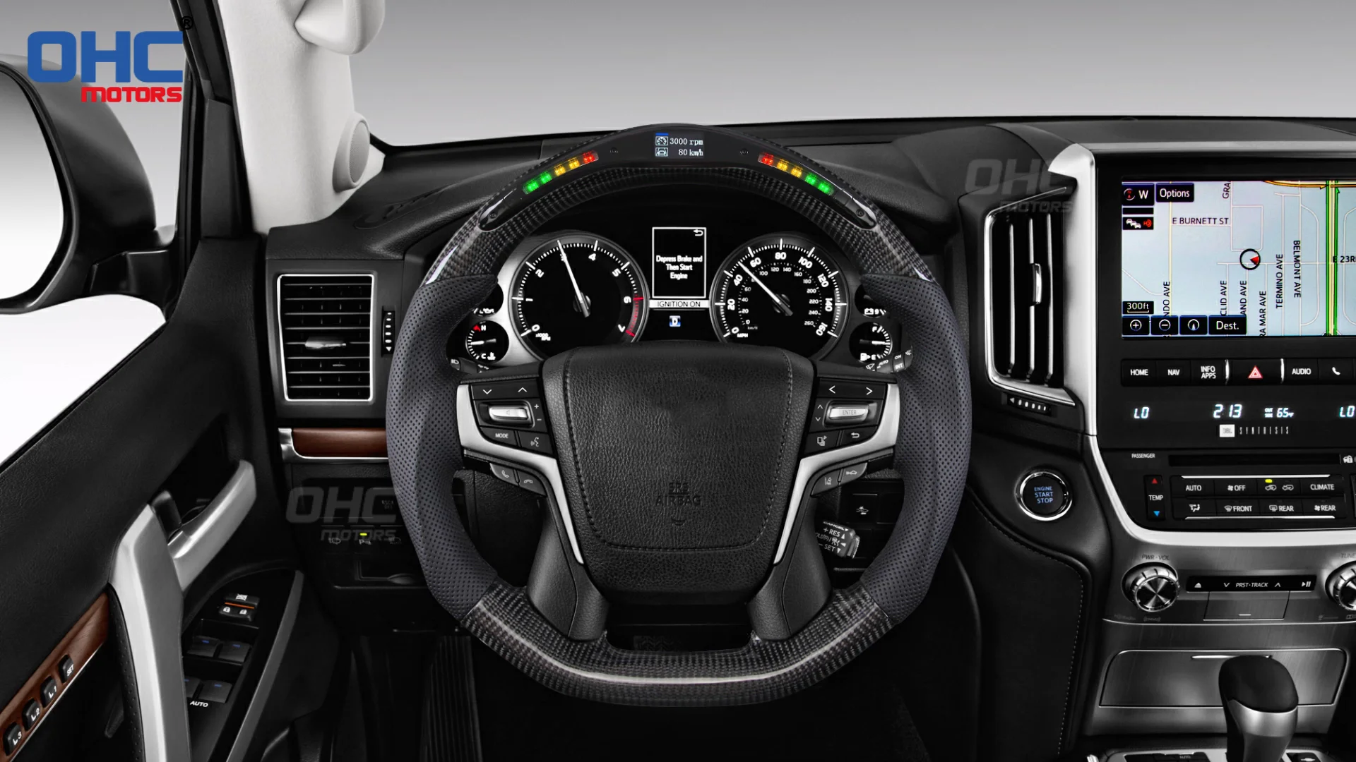 Rpm Carbon Fiber Steering Wheel Race Display For Toyota Lc200 Land