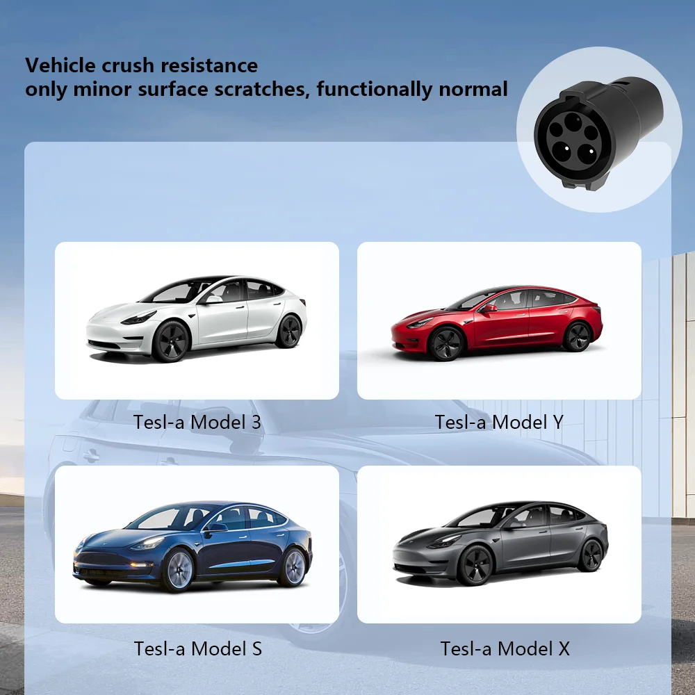 SAE J1772 Electric Vehicles Charging Plug Portable EV Charger Type 1 Adapter for Tesla Vehicles