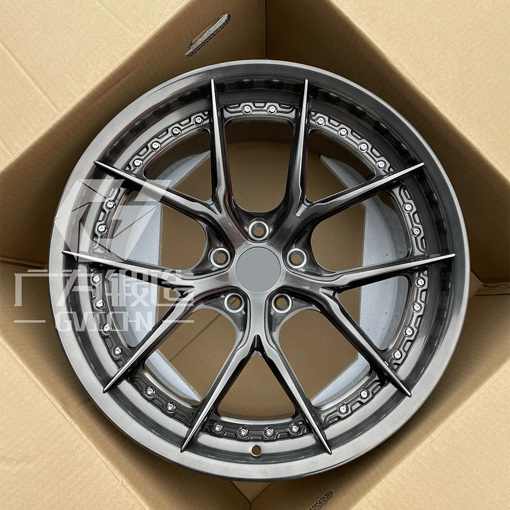 2 piece brushed gray aluminum alloy forged wheels 16 17 18 19 20 21 22 23 24 inch 5x112 5x114.3 5x120 rim hub