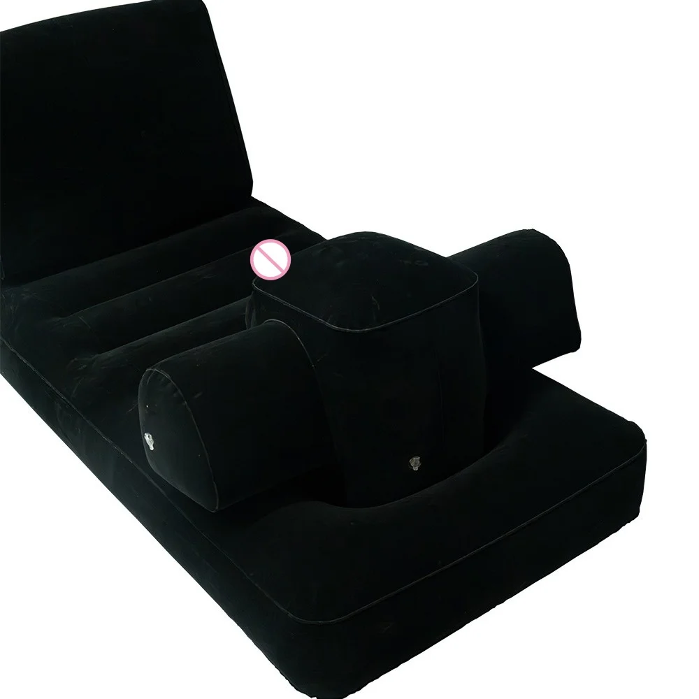 Inflatable Air Bed with Velvet Surface Dildo Masturbation Vagina Massager Adult Sex Toy Love Position Sofa Inflatable Bed Women
